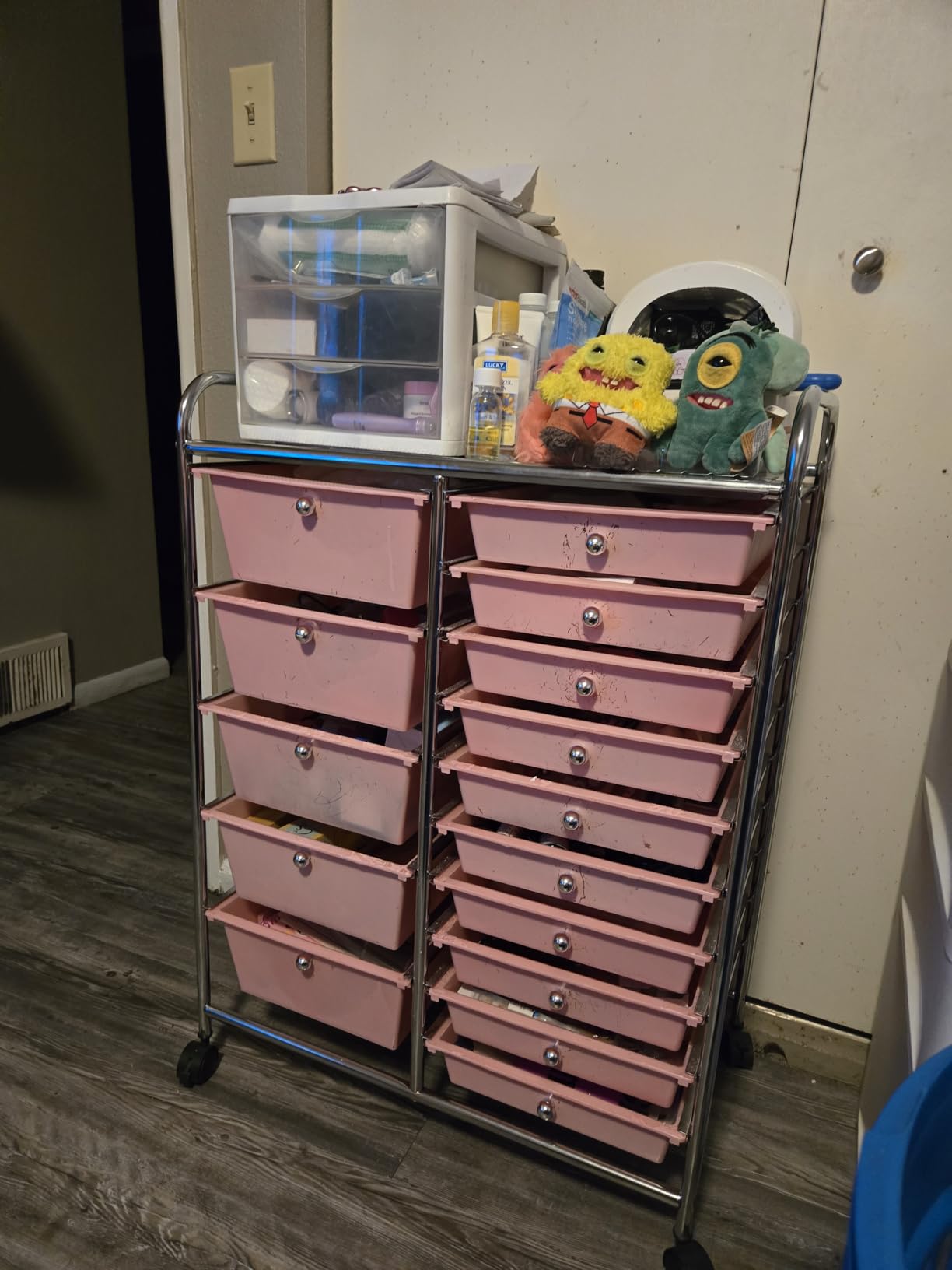 LDAILY 15 Drawer Rolling Storage Cart, Rolling Cart with Drawers for Classroom, Art Supply Craft Organizer on Wheel with Metal Frame & Handles for Home Office School customer photo 1