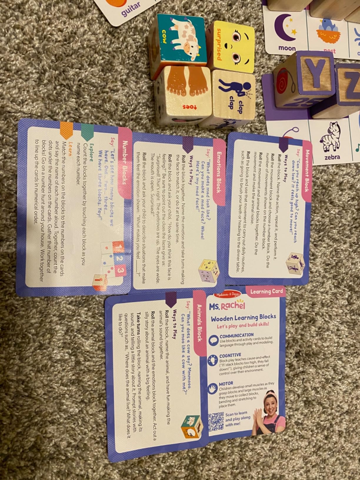 Melissa & Doug Ms. Rachel Letter, Number, and Game Wooden Learning Blocks with Activity Cards for Girls and Boys Toddlers Ages 18 Months+ - FSC Certified customer photo 2