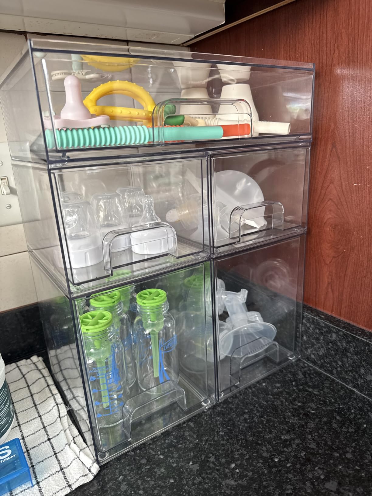 Vtopmart Clear Stackable Storage Drawers Set of 5, Plastic Organizer Bins | Multi-purpose Boxes for Baby Bottle Storage, Ideal for Kichen, Vanity, Bathroom, Undersink, Cabinet, Pantry Organization customer photo 2