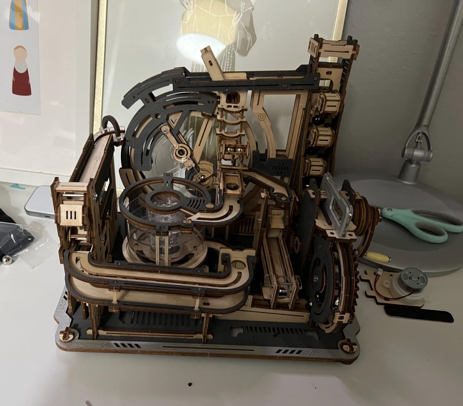 ROBOTIME Motorized Wooden Puzzles for Adults - 3D Puzzles LGC01 Marble Spaceport - Wooden Marble Run Model to Build - Space/STEM/Engineering Gift customer photo 2