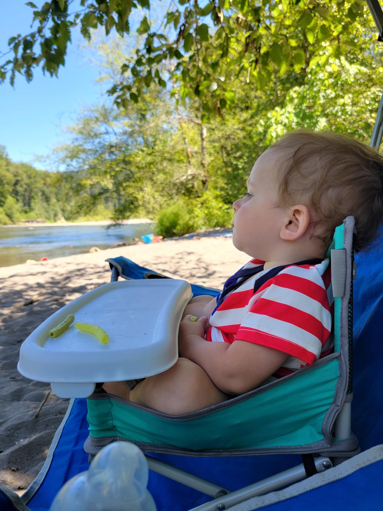Bright Starts Pop ‘N Sit Portable Booster Seat, 3-in-1 Floor Seat, Travel High Chair & Toddler Booster with Feeding Tray, Indoor/Outdoor, Grey, 6 Months–3 Years customer photo 1