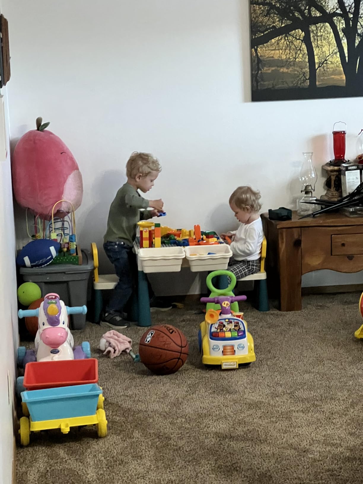 7-in-1 Toddler Activity Table & 4 Chairs STEM Building Set Kids Ages 3-7 | 152PCS Large Marble Maze and Building Blocks with Kids Sensory Sand and Water Table, STEM Learning Toy for Boys and Girls customer photo 2