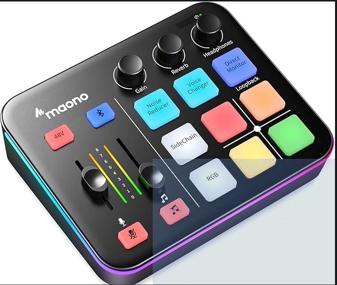 MAONO G1 Neo Gaming Audio Mixer Audio Interface with XLR Input & 48V | RGB, Bluetooth, 4 custom soundpads, live streaming, podcasting, voice effects, PS5, TikTok live, PC streams, gamers, creators customer photo 1