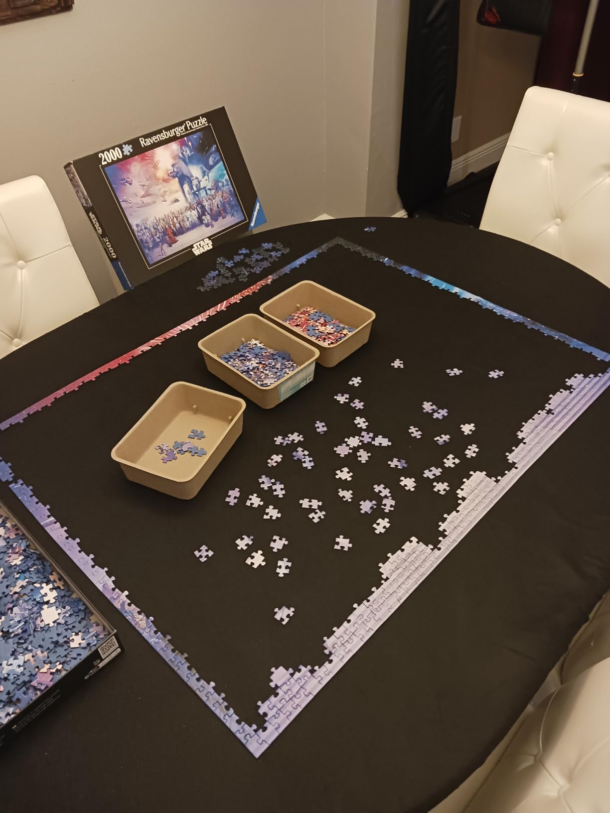 Felt Card Game Table Cover for Playing Cards, Poker, Mahjong, Domino, Bridge and Board Game, Elastic Fitted Tablecloth for 48 x 96 Inch Rectangle Tables - Black customer photo 2