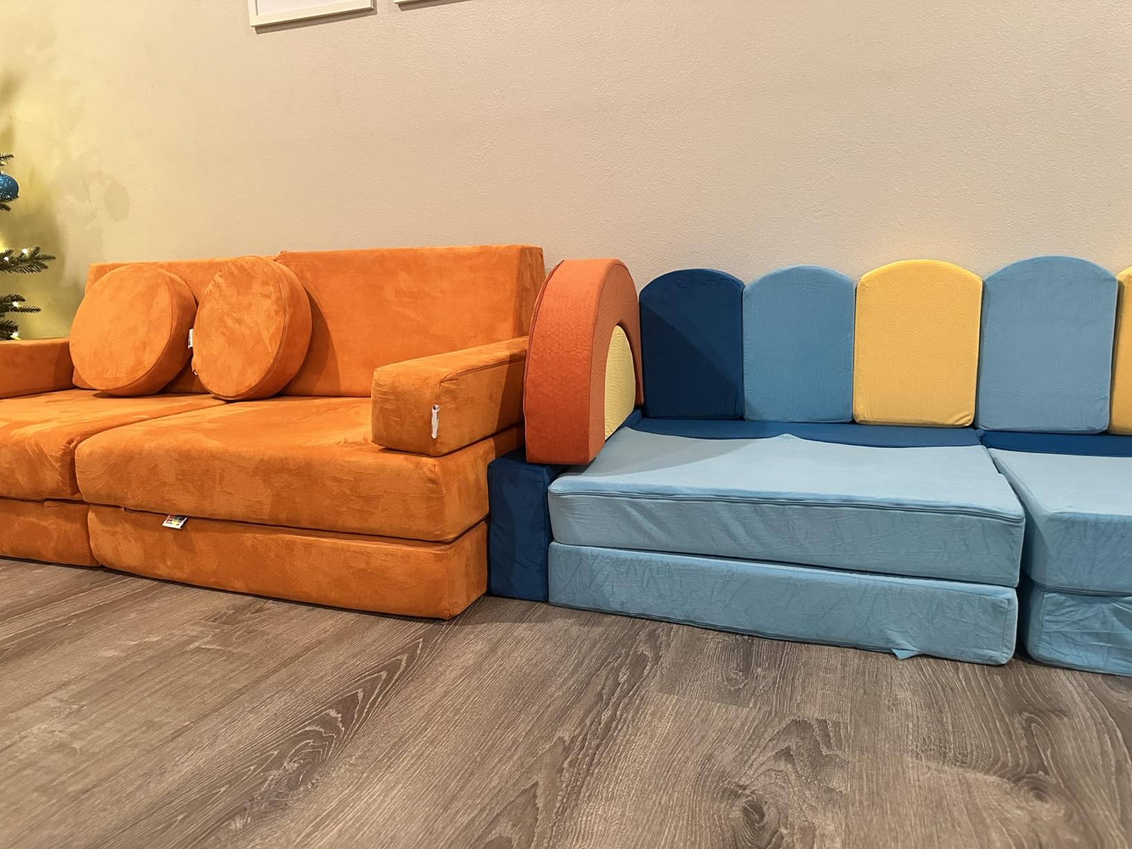 Erament 22Pcs Modular Kids Play Couch for Toddler - Kids Sofa Bed for Playroom, Convertible Furniture Ocean Theme Modular Sofa Building Fort for Inspiring Creativity customer photo 2