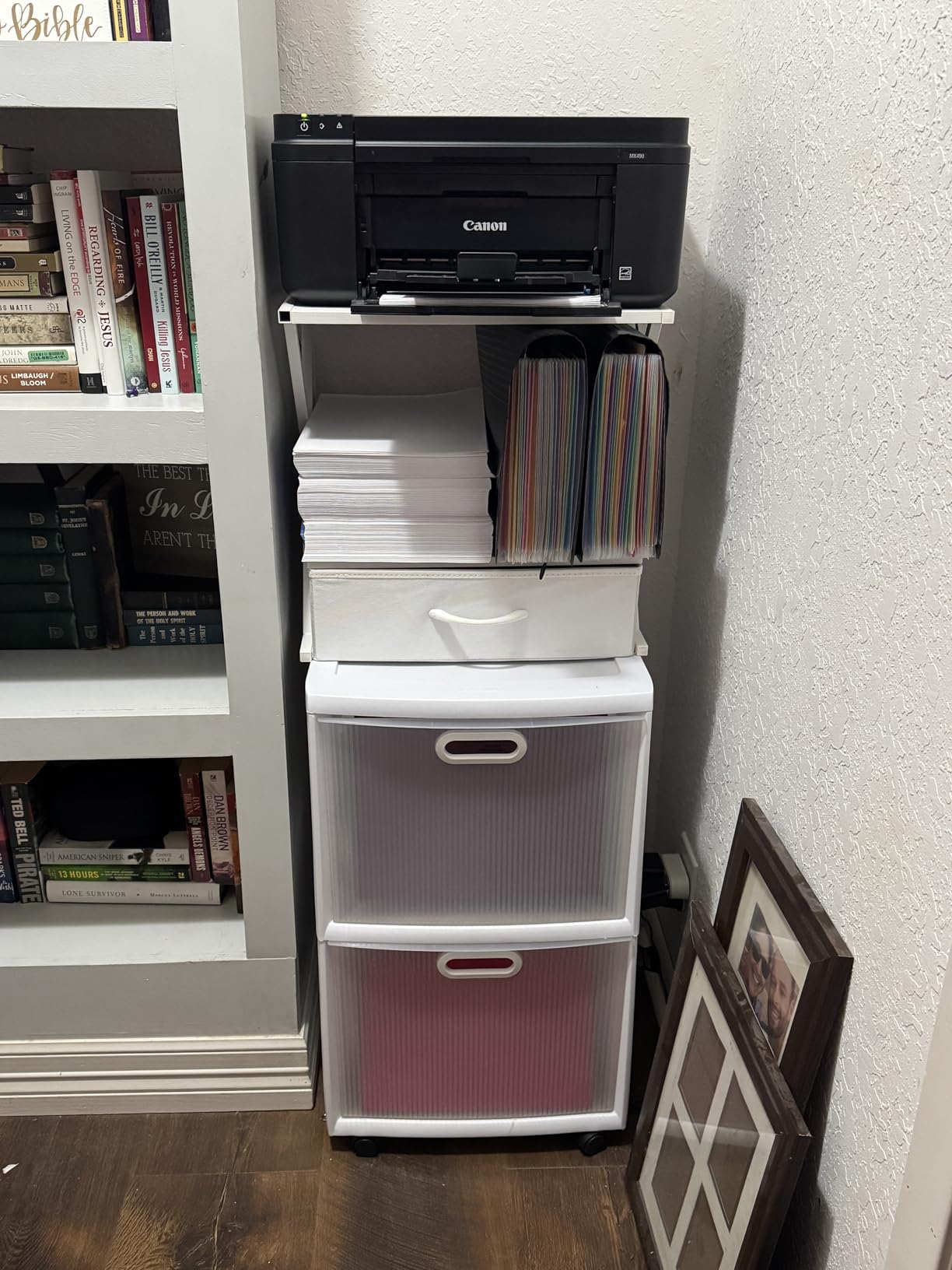 aboxoo Printer Stand for Desk with Storage Drawer, 2 Tier Desktop or Under Desk Shelf, Multi-Purpose Desks Organizer for Home Office customer photo 2