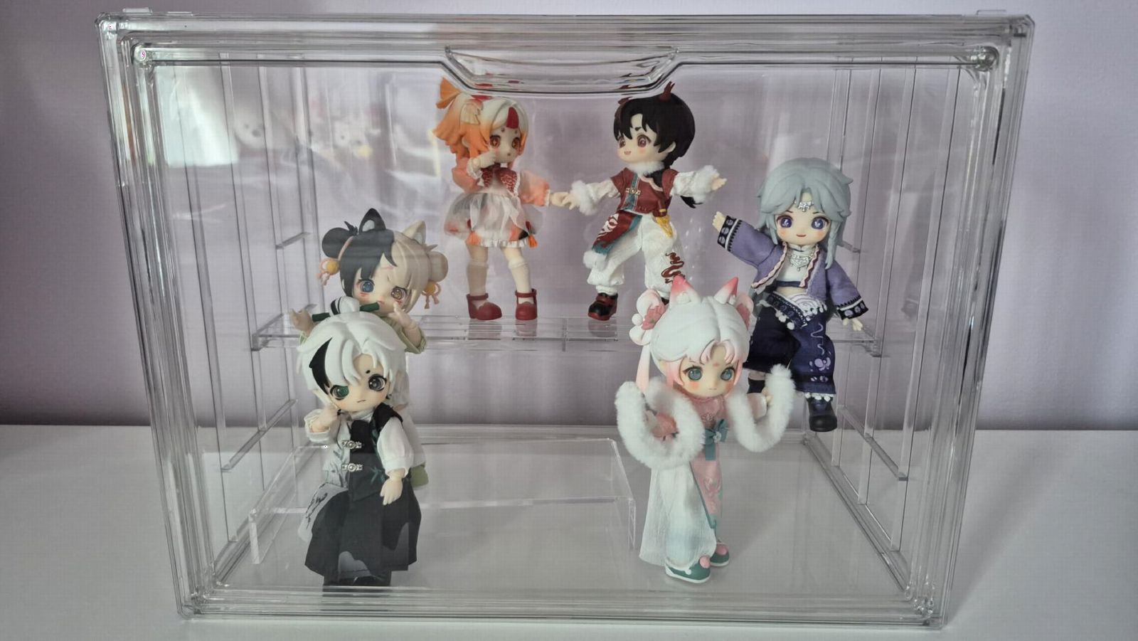 3 Layer Acrylic Display Case Stackable Clear Box for Collectibles, 2 Pack | Removable Adjustable Partitions & Magnetic Door, Interlocking Stable Design, Dustproof Cover for Figurine Storage customer photo 2