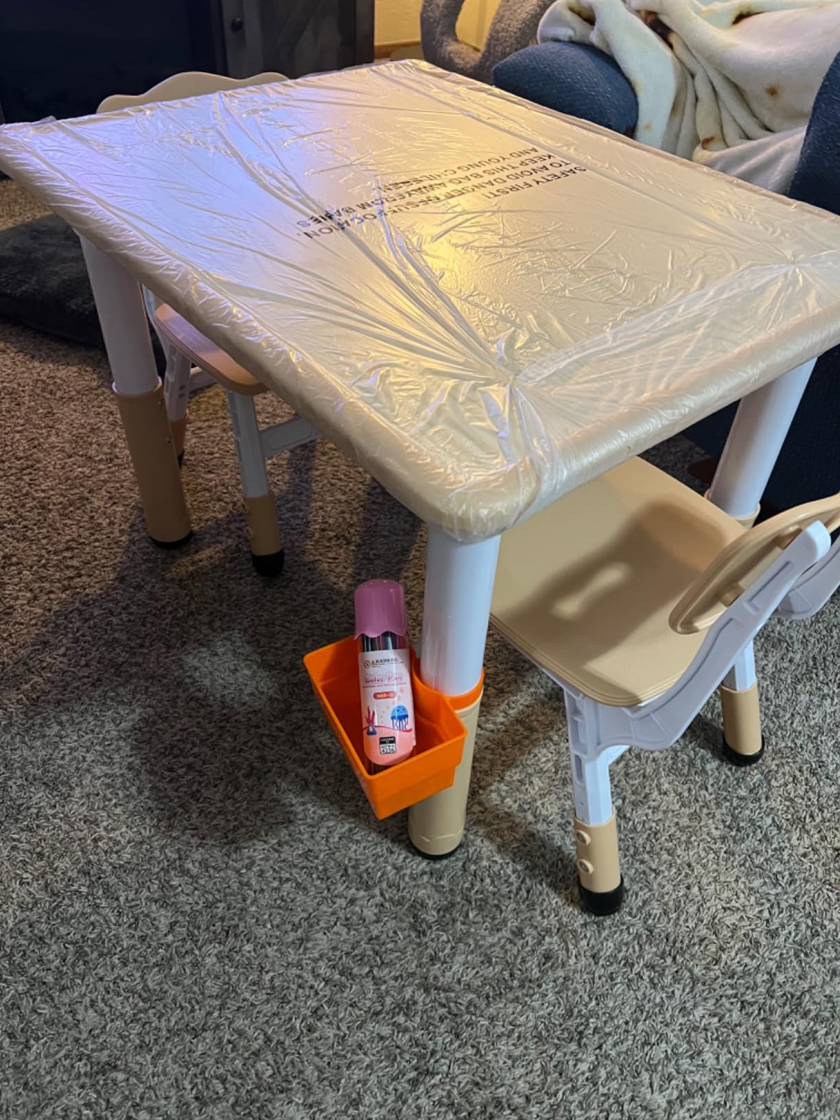 Kids Study Table and 4 Chairs Set, Height Adjustable Table and Chairs for Children and Toddlers, 47.2