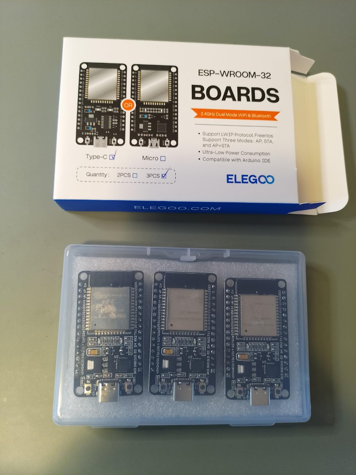 ELEGOO 3PCS ESP32 Dev Boards, ESP-WROOM-32, USB-C, WiFi Bluetooth 4.2 | Low-power IoT Applications, Smart Devices, Automation, Wireless Communication, GPIO Headers, Simplifying Development customer photo 1
