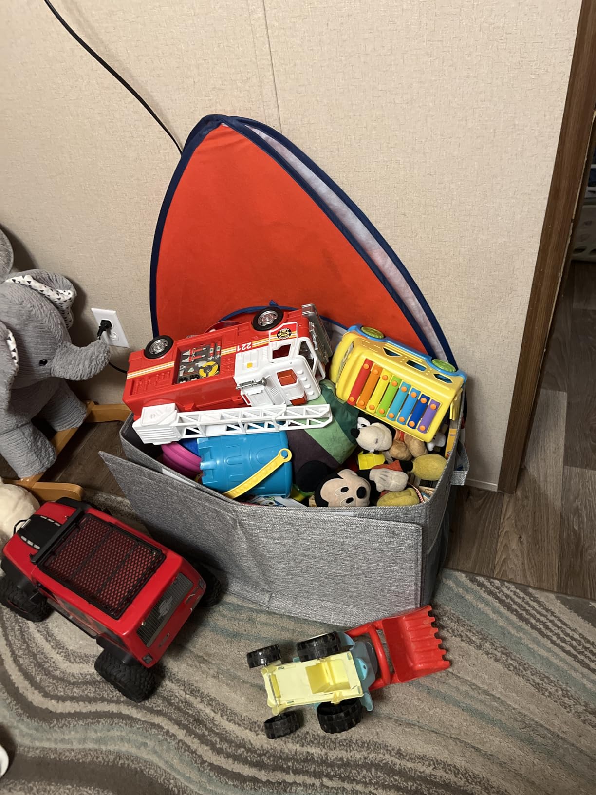 Large Toy Storage Box with Lid & Dividers, Collapsible Kids Toy Chest, Gray | Toy Box for Boys, Girls, Nursery, Bedroom, Living Room, Playroom, 25 x 13 x 16 inches customer photo 2