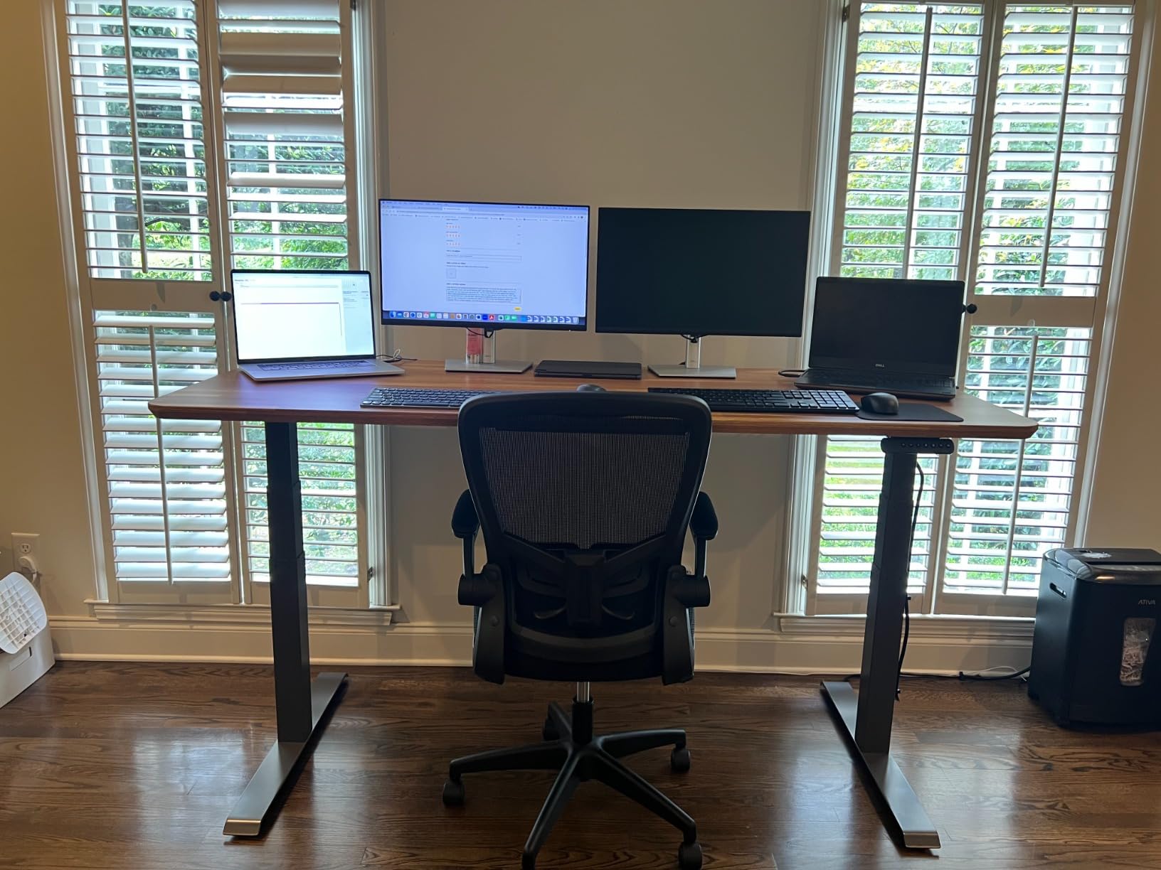 Vari Electric Standing Desk - 60x30 VariDesk, Adjustable Height Stand Up Computer Desk - Dual Motor with Memory Presets, Stable T-Style Legs- Home Office Essentials - Walnut customer photo 2