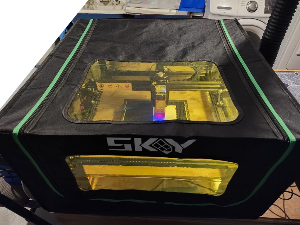Laser Engraver Integrated Enclosure with LED Light, Fireproof and Dustproof Protective Cover 28.3 * 28.3 * 15.7, Exhaust Fan 4000RPM and Pipe, Against Smoke Odor and Noise Eye Protection-Black customer photo 2