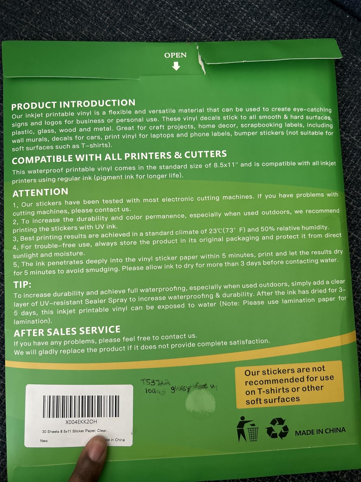 Aevdor Printable Clear Sticker Paper, 30 Sheets, 8.5x11, for Inkjet | Quick-Drying Surface, Vivid Prints, Removable, Tear-Resistant, Clear Labels and Custom Crafts for Cutting Machines customer photo 2