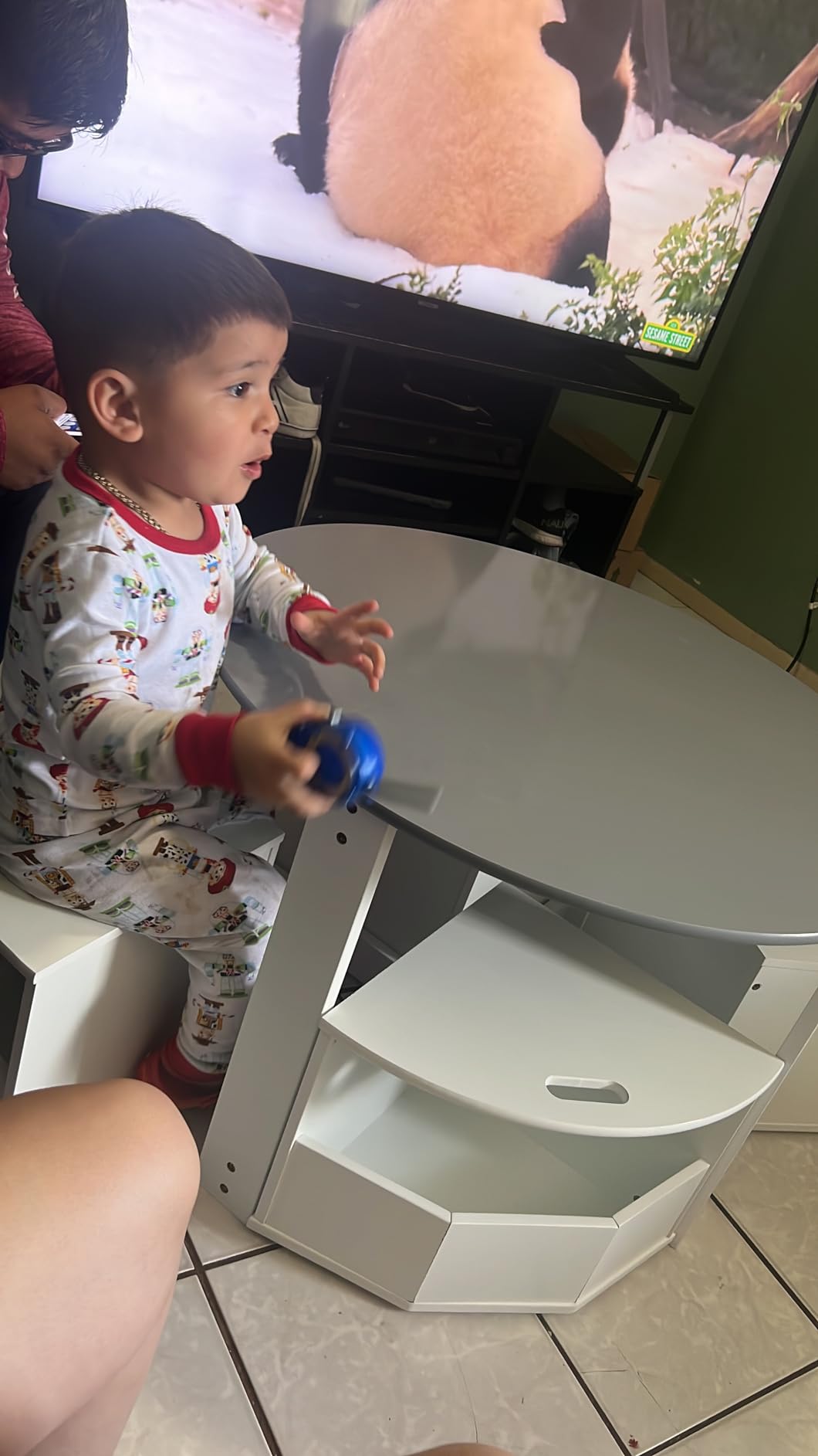 Milliard Toddler Table and Chair Set - Round Kids Activity Table With 4 Storage Stools, Nesting Design for Toddlers, Kids Play Table with Storage - Space-Saving Playroom Kids Furniture (Blue) customer photo 1