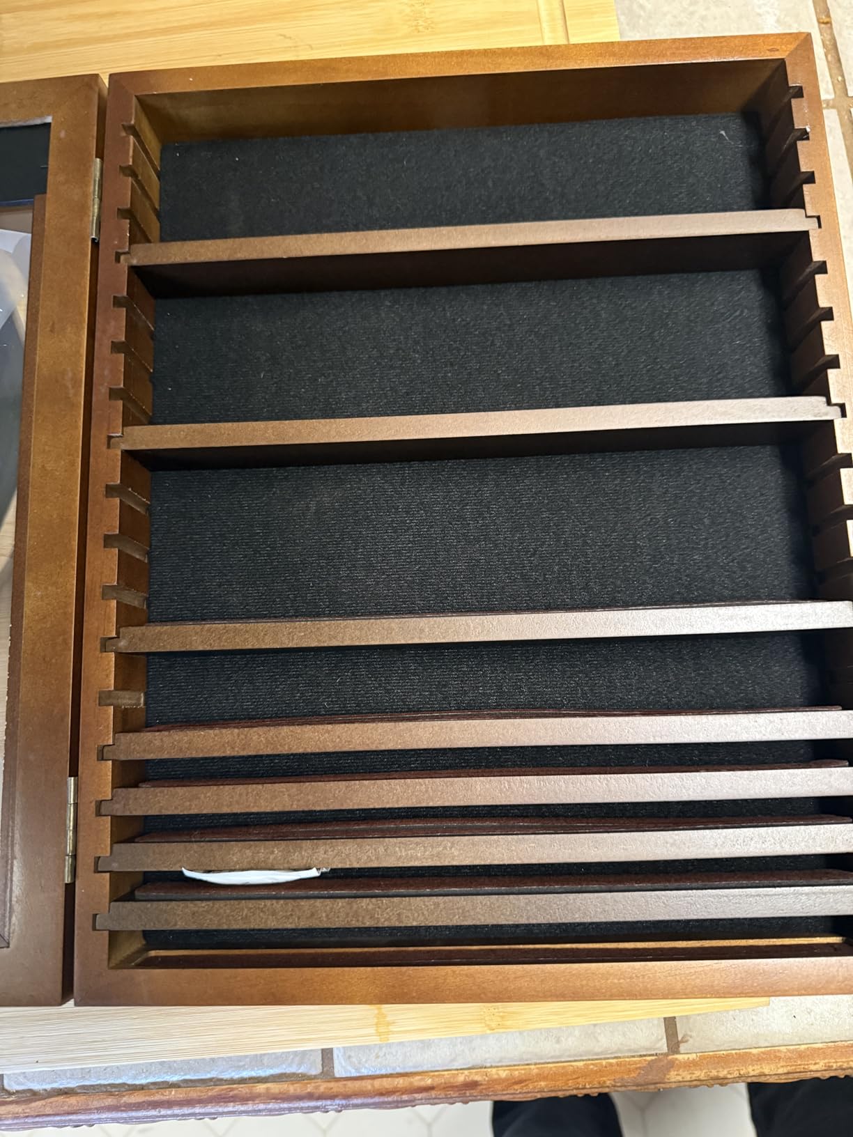 Treevers Large Challenge Coin Display Case - Pride of Service Engraved Edition - 17-Slot Military Shadow Box for Army, Navy & Police - Solid Wood Cabinet with Lockable Crystal-Clear Door & Wall Mount customer photo 2