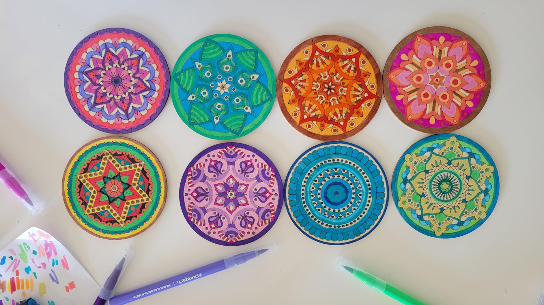 Reallnaive 45 Pcs Wooden Coaster Painting Kit, 10 Mandala DIY Markers | Paint Your Own Boho Mandala Designs, Craft Activity for Adults Women Seniors Elderly, Creative Relaxing Gifts customer photo 1