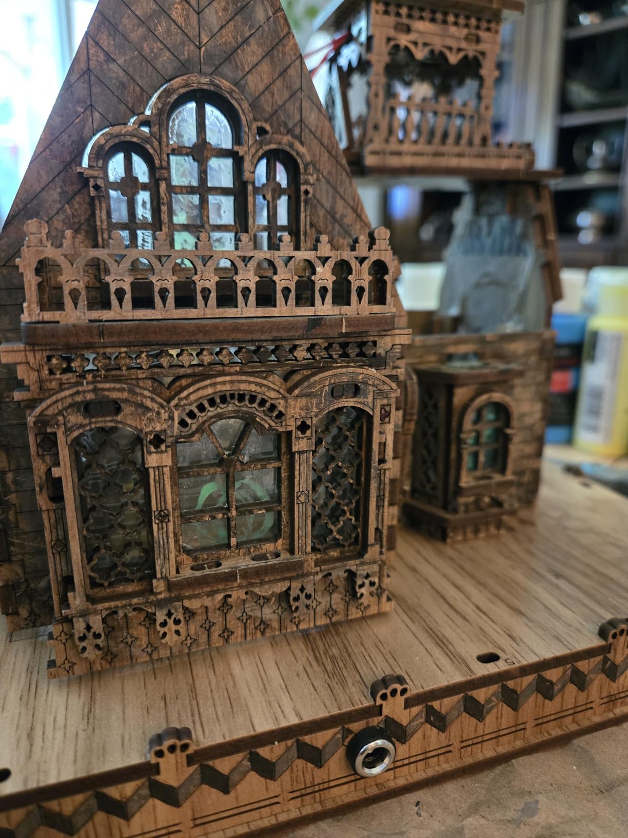 FUNPOLA 3D Wood Puzzle Countryside Cottage Model - DIY Miniature Building Kit with Spark LED Lights - Craft Rural Architecture Home Décor Gift for Adults customer photo 1