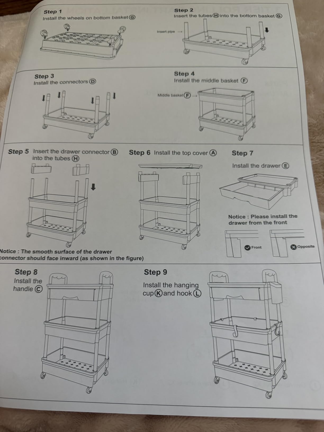 Goovilla 3 Tier Rolling Utility Cart Organizer with Removable Drawer, Stable and Sturdy Black Rolling Storage Carts with 2 Lockable Wheels for Bathroom, Kitchen, Snack, Craft, Makeup, Baby Essentials customer photo 2