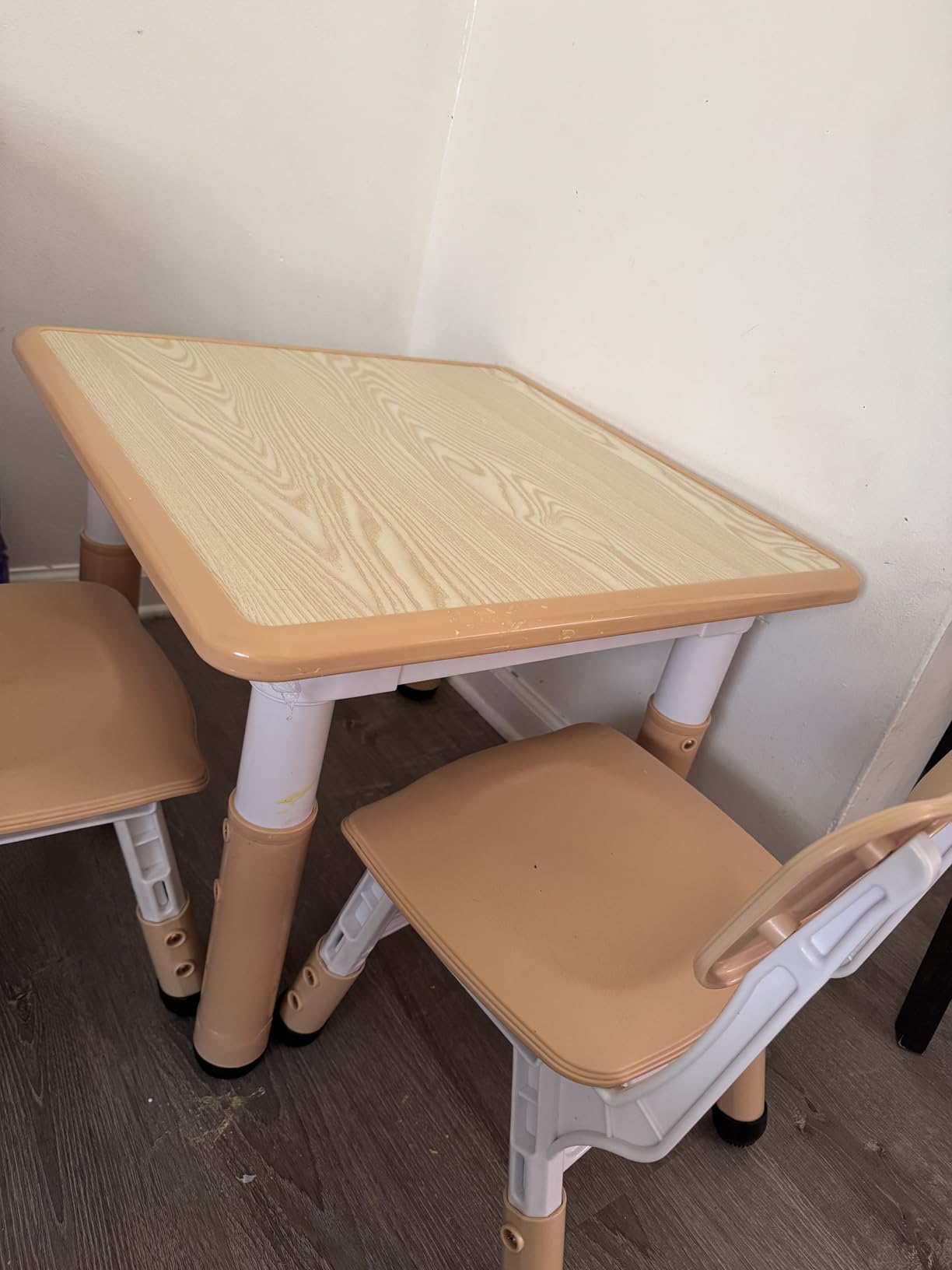 Brelley Height Adjustable Toddler Table and 2 Chairs Set, Beige | Table Supports 280 lbs, Drawing Activity Desk, Classroom/Daycare/Home, Children Multi-Activity Table for Ages 3-8 customer photo 2