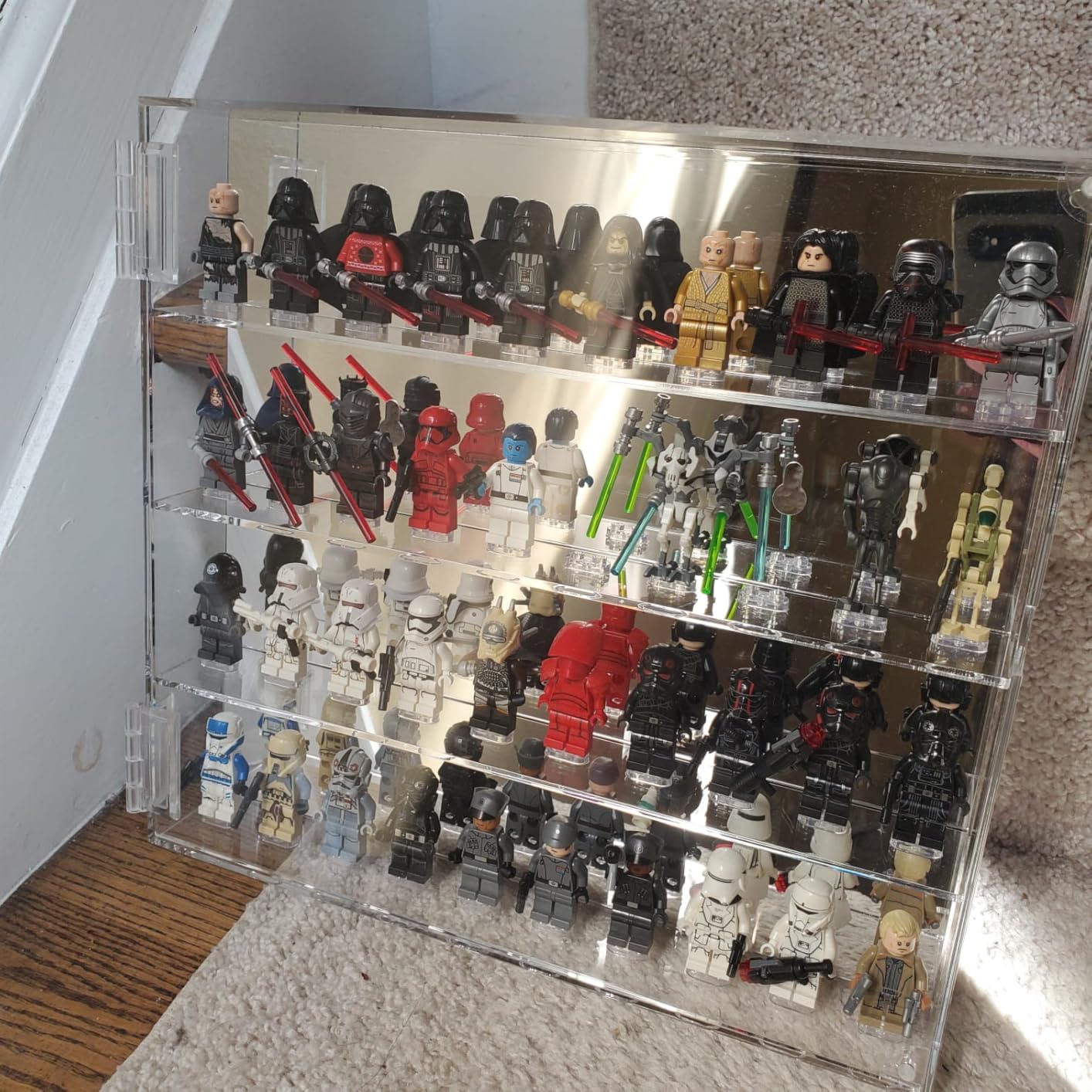 FigFortress LEGO Minifigure Display Case | Mirrored Back, Embedded Studs for 40 Minifigs | Pre-Assembled Wall Mount | UV Protected Clear Acrylic customer photo 1