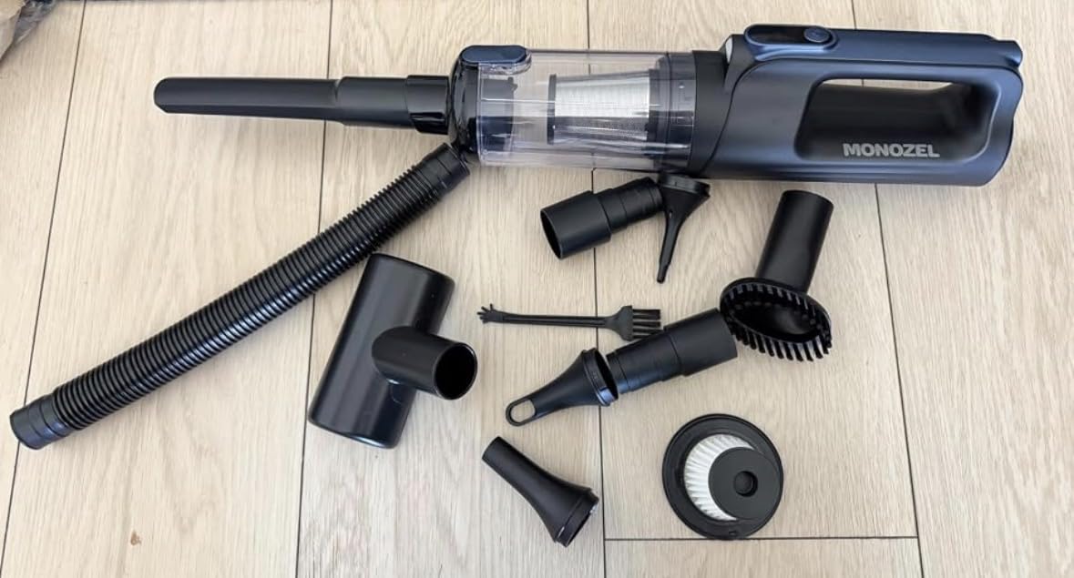 MONOZEL Car Vacuum Portable Cordless, 18000Pa 2 in 1 Vacuum Cleaner&Air Duster, 130W Brushless Motor Handheld Vacuum Cordless with 7800mAh Battery, LED Light, Multi-Nozzles for Car, Home, Office, Pet customer photo 1