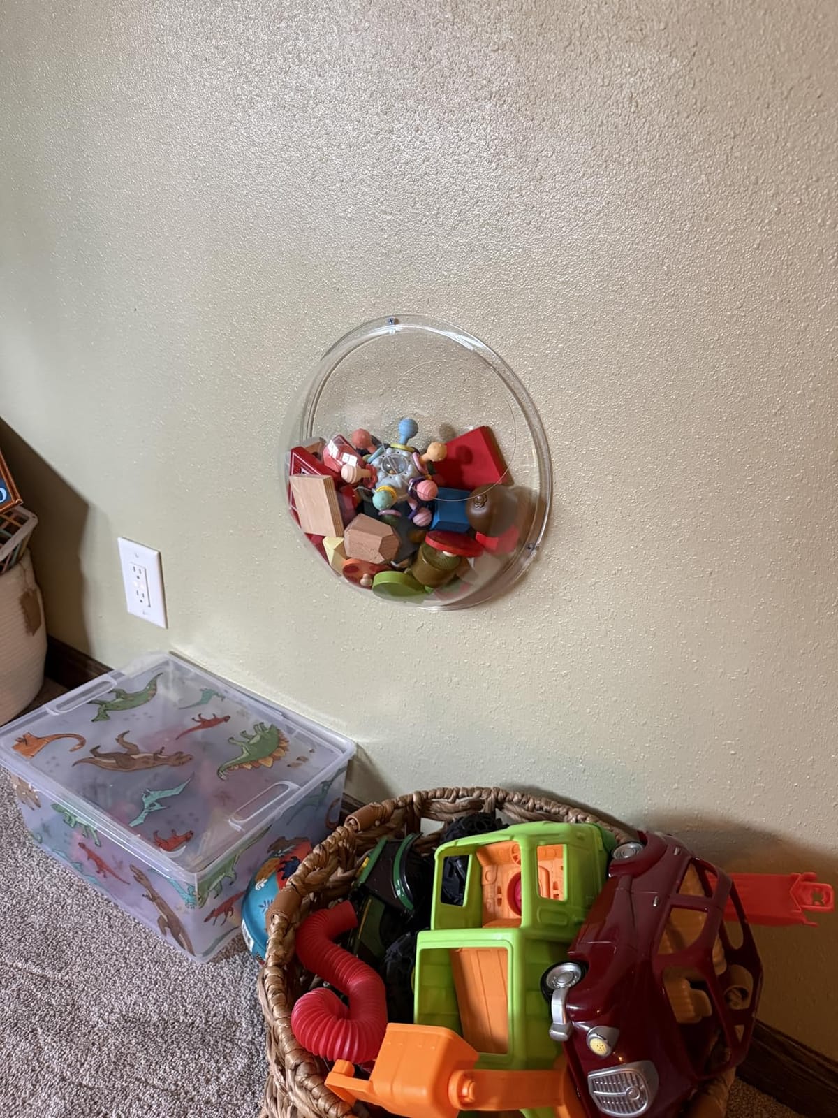 2 Pack Acrylic Wall Organizer Acrylic Toy Dispenser for Wall, Toy Storage Display with Back Panel Hanging Clear Holder for Blocks, Snacks, Cars customer photo 1