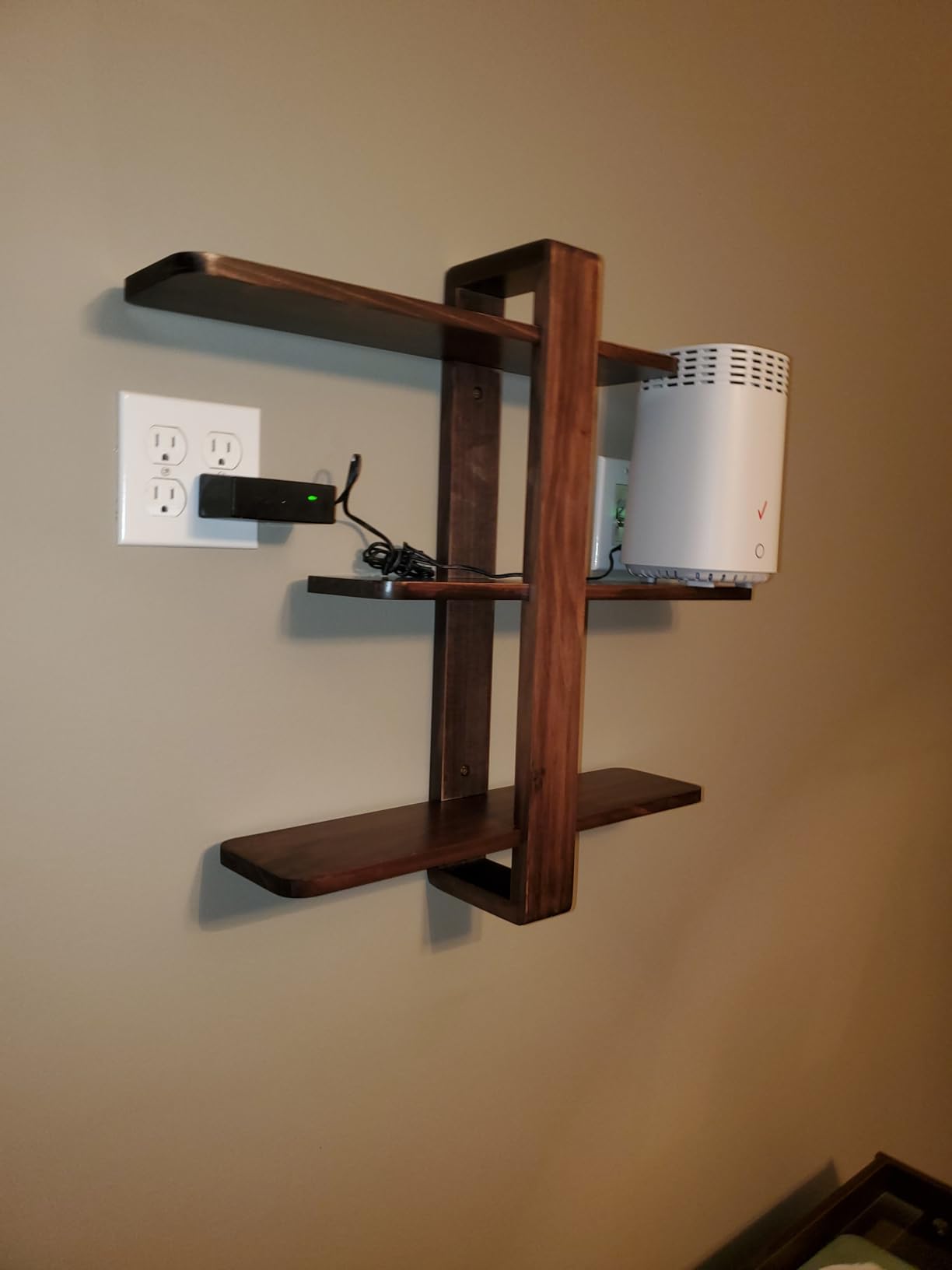 SUMGAR Floating Shelves for Wall Walnut Shelf Unit Mid Century Modern Decor | 3 Tier 20in Adjustable Shelving, Decorative All Pine Wood Storage, for Living Room, Bedroom, Bathroom, Plant Photo Display customer photo 1