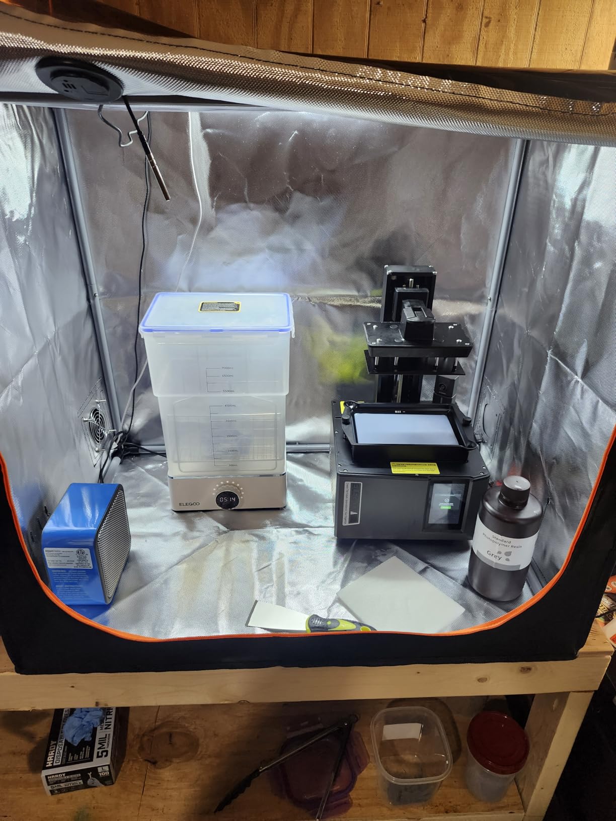 YOOPAI Large Resin 3D Printer Enclosure with Ventilation Kit & LED Light | 3D Print Vented Enclosure Eliminate Odors Dustproof Isolate Noise Tent Cover Compatible with LCD Resin UV 3D Printer customer photo 1