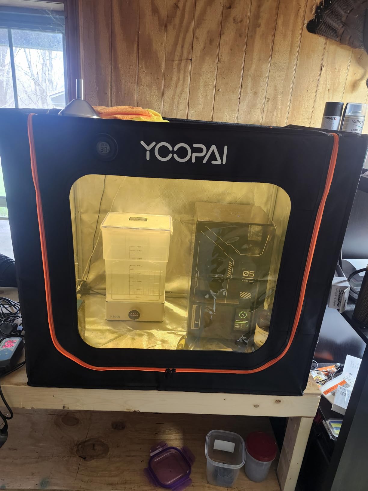 YOOPAI Large Resin 3D Printer Enclosure with Ventilation Kit & LED Light | 3D Print Vented Enclosure Eliminate Odors Dustproof Isolate Noise Tent Cover Compatible with LCD Resin UV 3D Printer customer photo 2