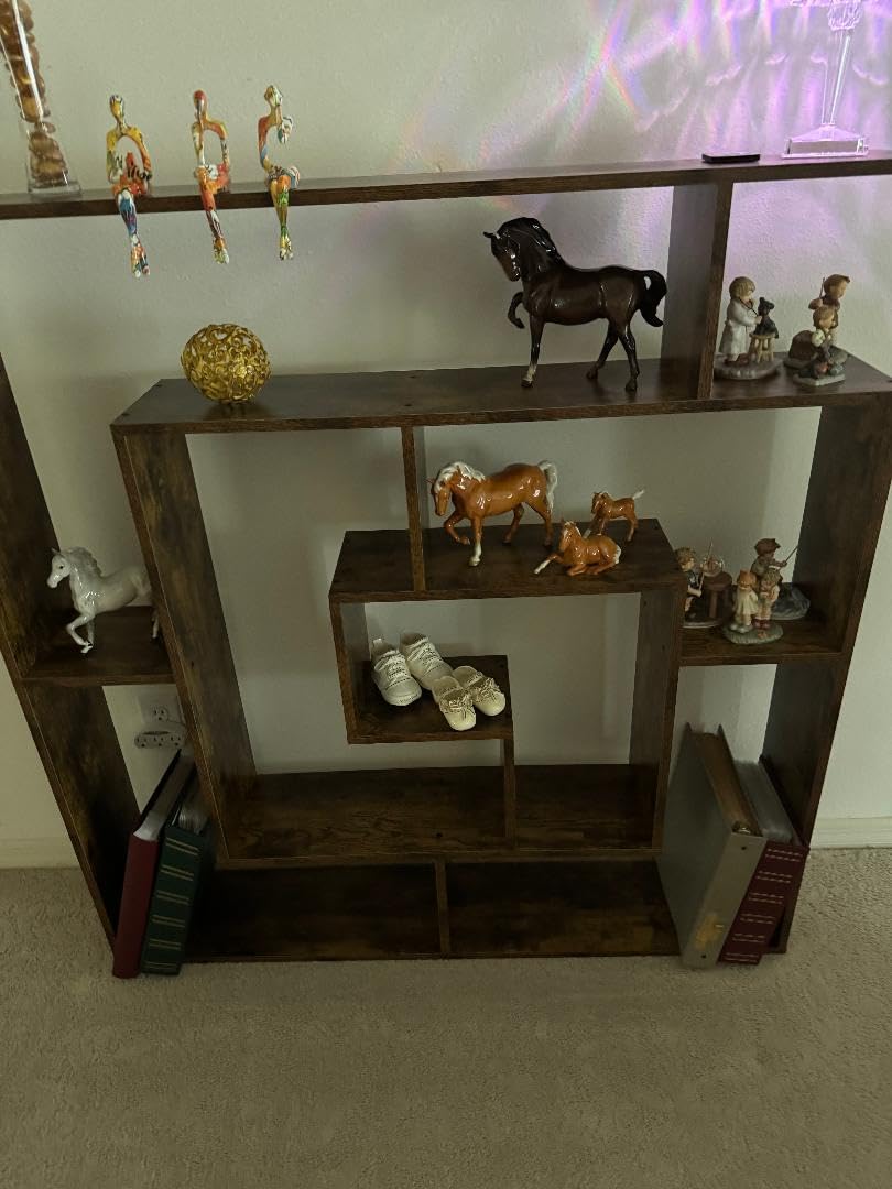 Geometric Wall Mounted Shelf, Freestanding Display Shelves for Collectibles | Floating Bookshelf Decorative Book Case Wall Shelving, for Bedroom, Living Room, Home Office, 45.5