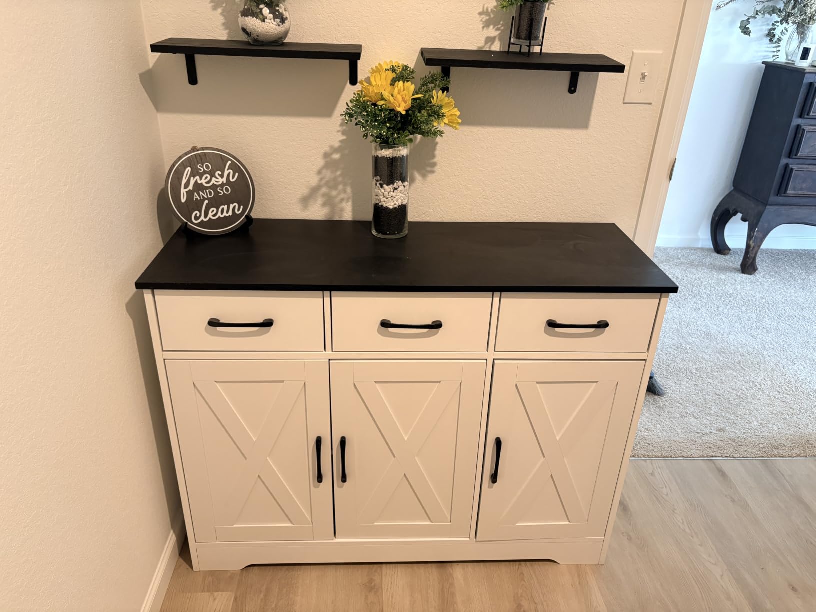 HOSTACK Kitchen Buffet Cabinet with Storage, Sideboard Coffee Bar, Black customer photo 1