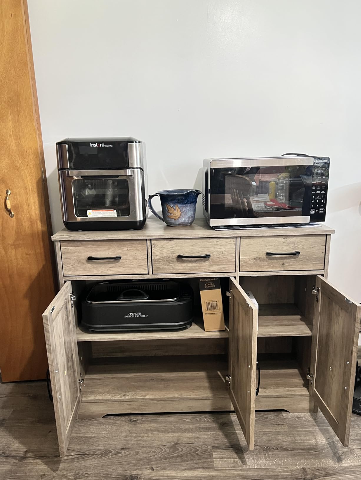 HOSTACK Kitchen Buffet Cabinet with Storage, Sideboard Coffee Bar, Black customer photo 2