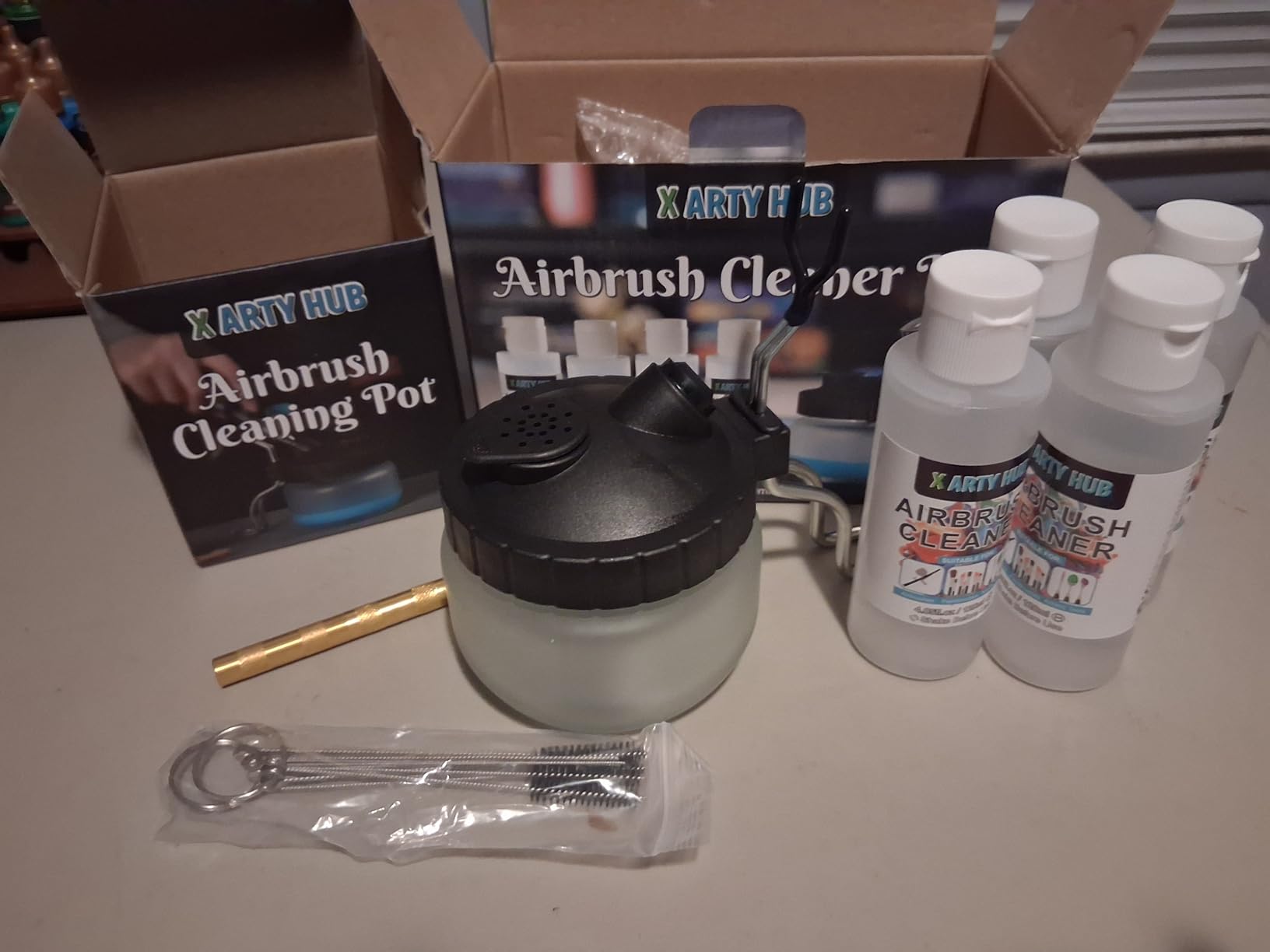 X ARTY HUB Airbrush Cleaning Kit, 16.2 fl oz Cleaner, Cleaning Pot & Tools customer photo 1