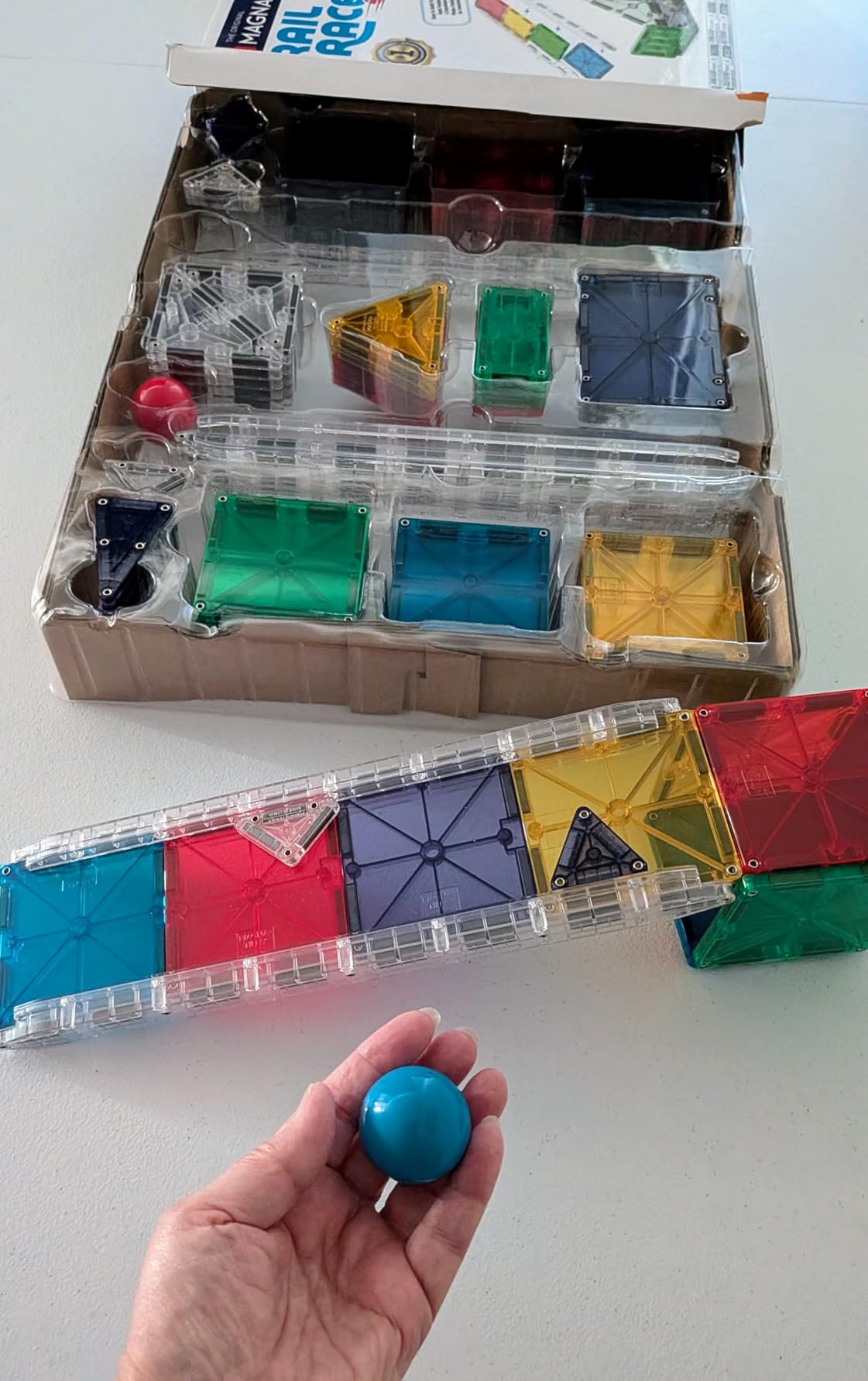 MAGNA-TILES Rail Racers Deluxe 90-Piece Magnetic Construction Set, The Original Magnetic Building Brand customer photo 2