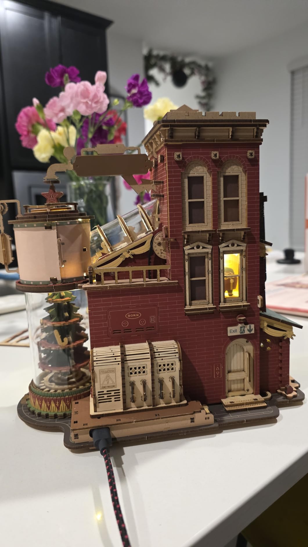 ROKR 3D Puzzle for Adults Christmas Dream Gift Factory Wooden Model Kit Luminous Factory DIY Dollhouse Kit Building with Music, Lights and 5 Elves for Adults customer photo 2