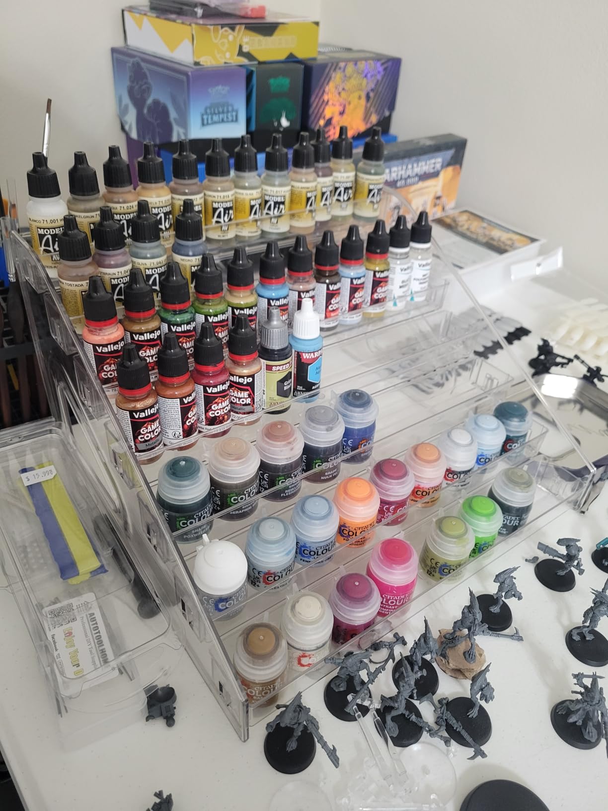 7-Layer Clear Acrylic Paint Holder Storage & Brush Organizer | Easy Assemble Nail Polish Rack, Miniature Hobby Paint Bottle Supply for Small Airbrush Model Paints, Alcohol Ink Display customer photo 1