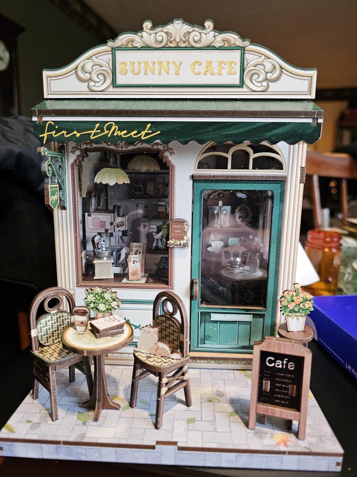 CUTEBEE Book Nook Kit - DIY Miniature House Coffee Shop Dollhouse Kit for Adults, Booknook Tiny House Bookshelf Decor 3D Wooden Puzzle, Gifts for Family, Friends (Corner Coffee Shop) customer photo 2