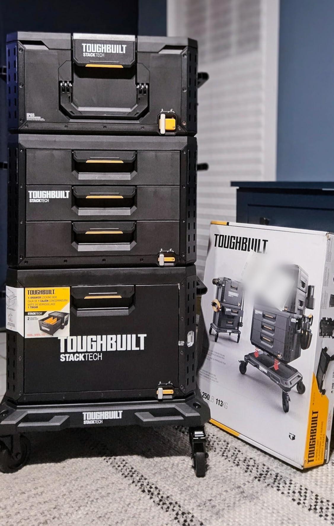 ToughBuilt Portable 2-in-1 Rolling Tool Box, Wheels & Stackable Design, Black customer photo 1