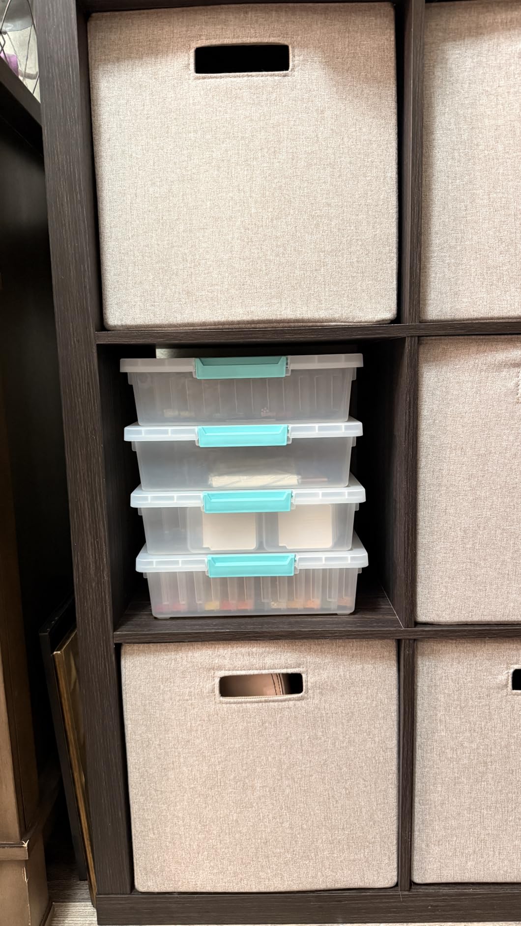 IRIS USA Storage Bins with Lids | Made in USA | 4 Qt - (6-Pack) - Clear | Sensory Craft Organizers, Plastic Clip Box Totes, Flat Containers for Organizing Paper, Office, Art & Study Supplies customer photo 1
