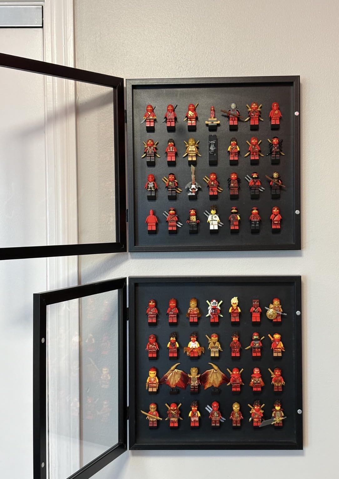 14x14 Minifigure Display Case - Black | Holds up to 28 small miniatures, lockable, Polished plexiglass front, wall mounted display customer photo 2