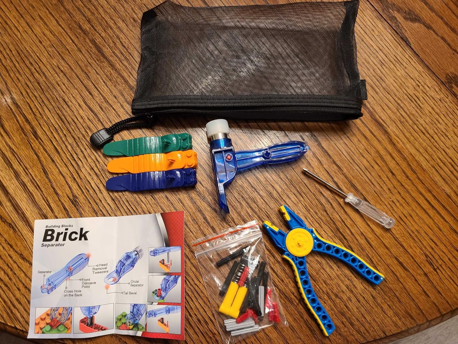 Building Blocks Tool Kit - Brick Separator, Mini Blocks Tool Set - Multi-Functional Hammer, Pliers, Axle Rods Assortment Pack, Compatible with lego & technic (Blue Style) customer photo 1