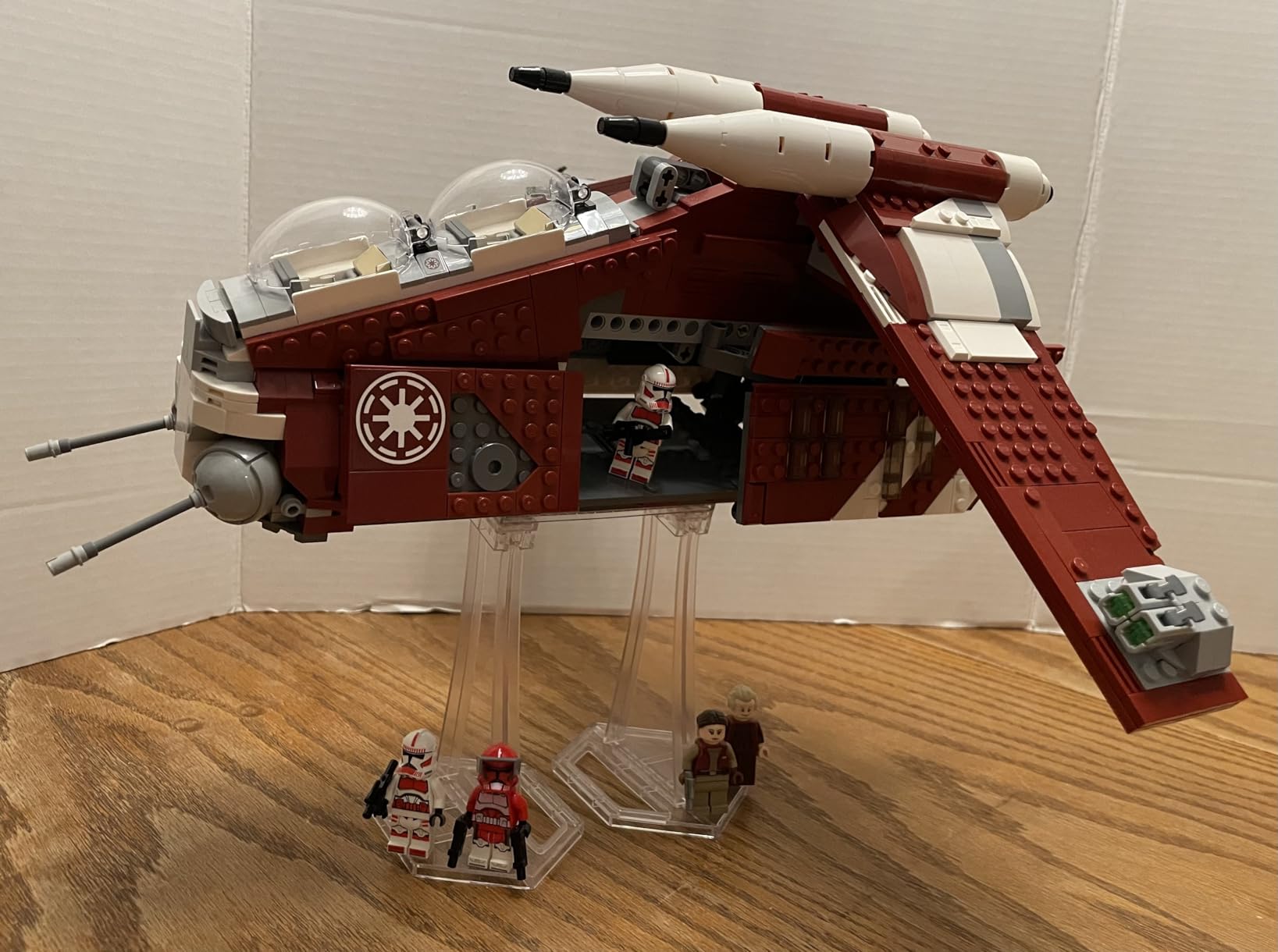 (2 Packs) Display Stands for LEGO 10300 Time Machine, 75394 Imperial Star Destroyer, 75389 75257 Millennium Falcon, Single stand for X-Wing TIE etc Kits, Angle Display, Plastic Transparent Display Stands Brackets only. customer photo 2