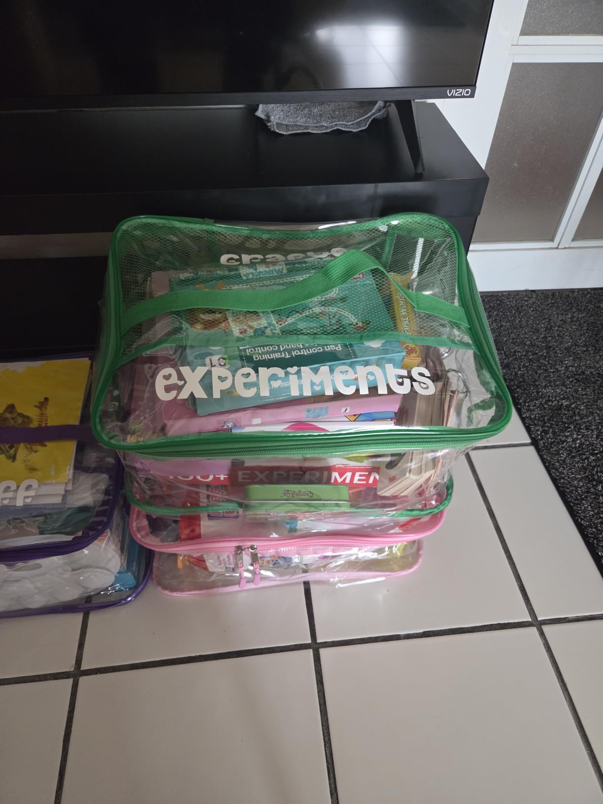8 Packs Large Clear Toy Storage Bags with Double Zipper & Handles, L | Name Tag, Manual Pocket, Transparent PVC, Waterproof Dustproof, Space-saving, Portability for Building Blocks, Puzzle, Travel customer photo 1