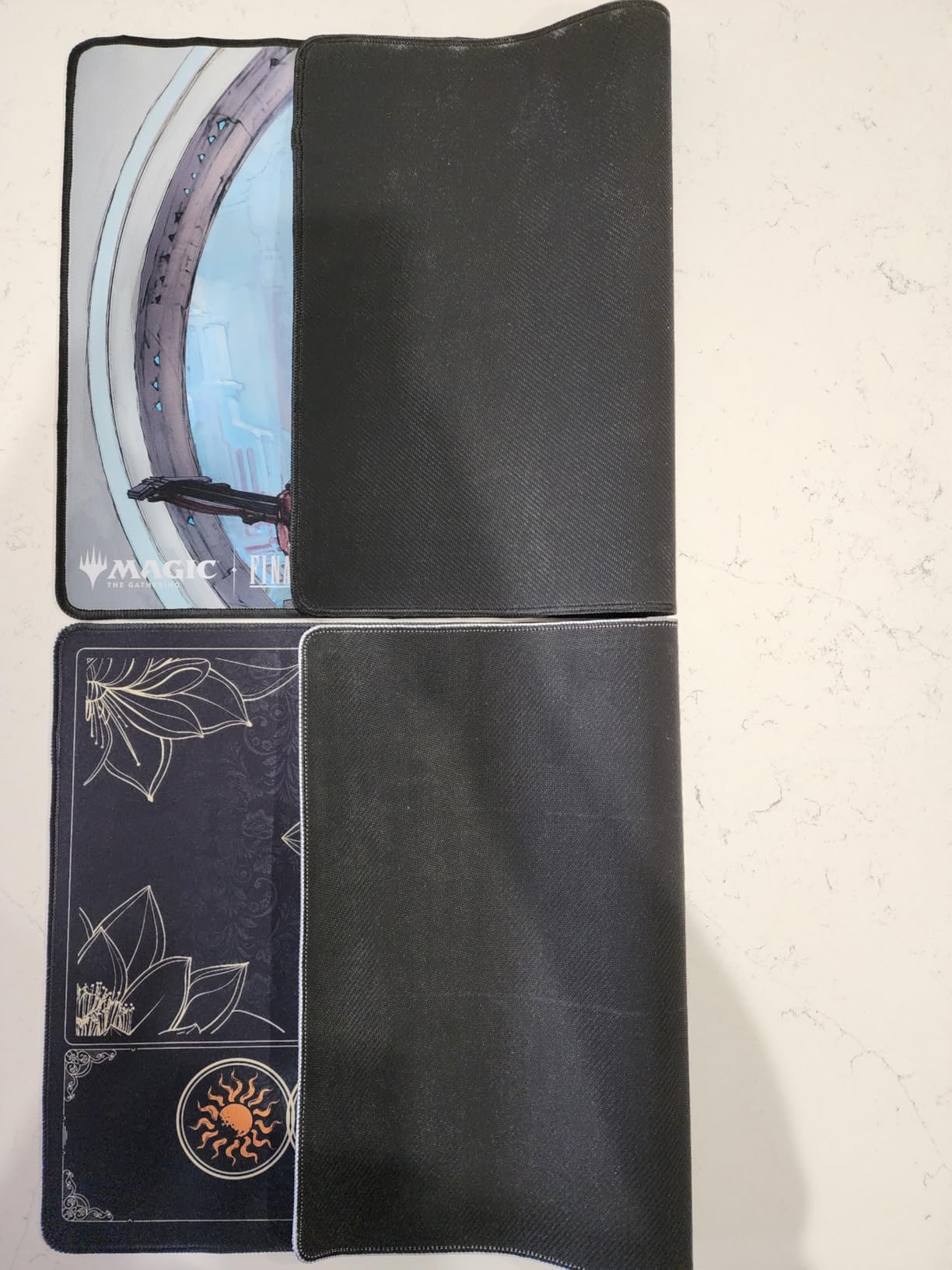MTG Playmat with Play Zones - Magic Play mat Card Game Mat for Magic The Gathering, Lotus & Basic Lands Design, 24x14 inch, Stitched Edge, Non-Slip Base with Prismatic Playmat Tube-Gold Lotus customer photo 2