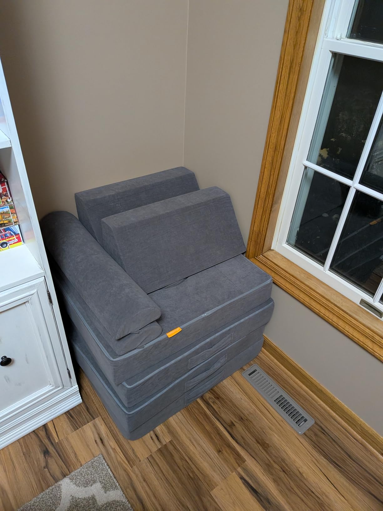 Toddler Couch, 12-Piece Modular Kids Play Couch for Bedroom | Grey modular sofa, High density soft foam, detachable washable cover, kid-safe design, portable for playroom & living room customer photo 1