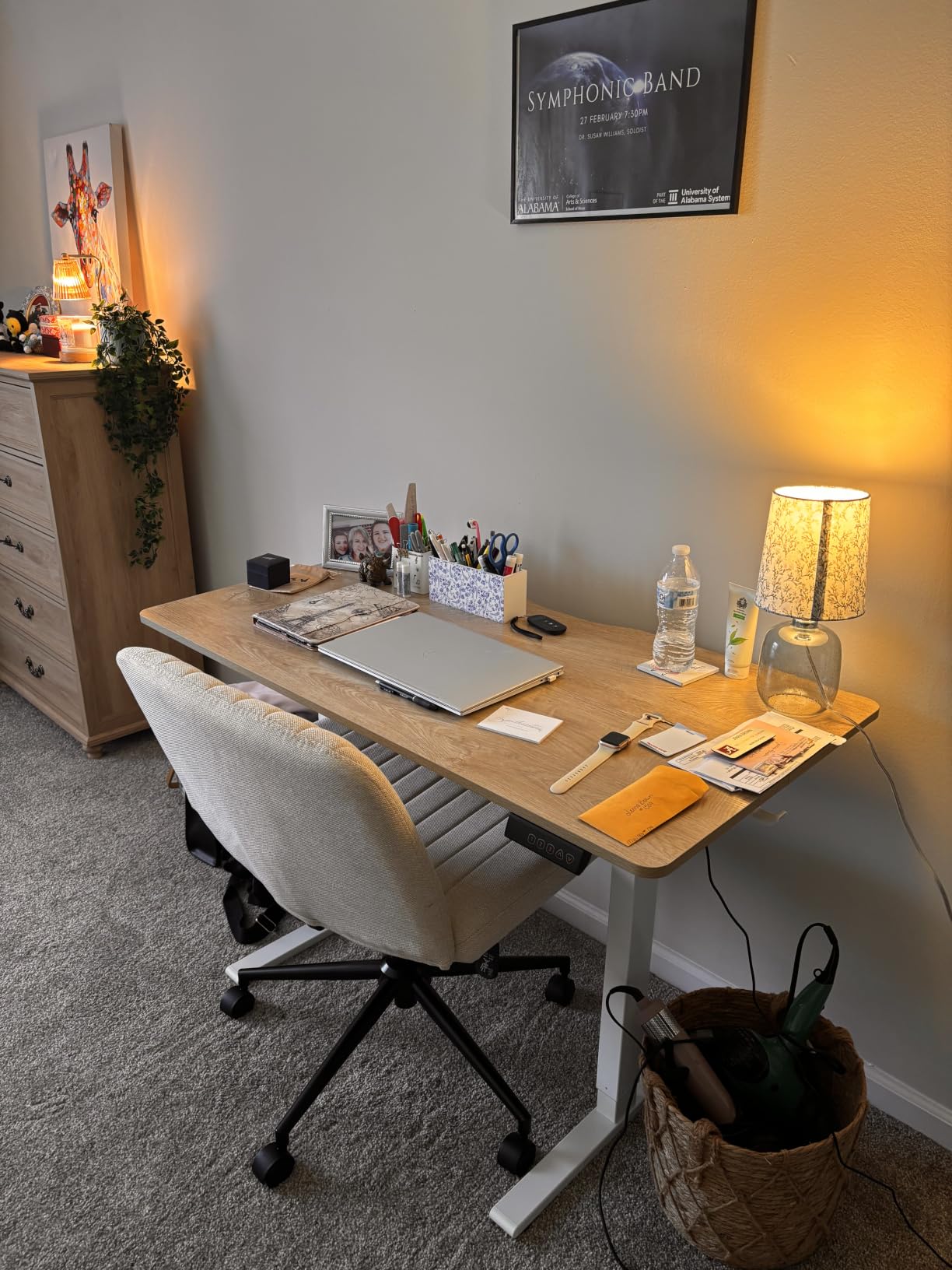 FEZIBO Standing Desk 48 × 24 Inch Electric Height Adjustable, Maple | Sit and Stand Up Adjustable Desk, Home Office Computer Desk with 3 Customizable Memory Presets customer photo 2