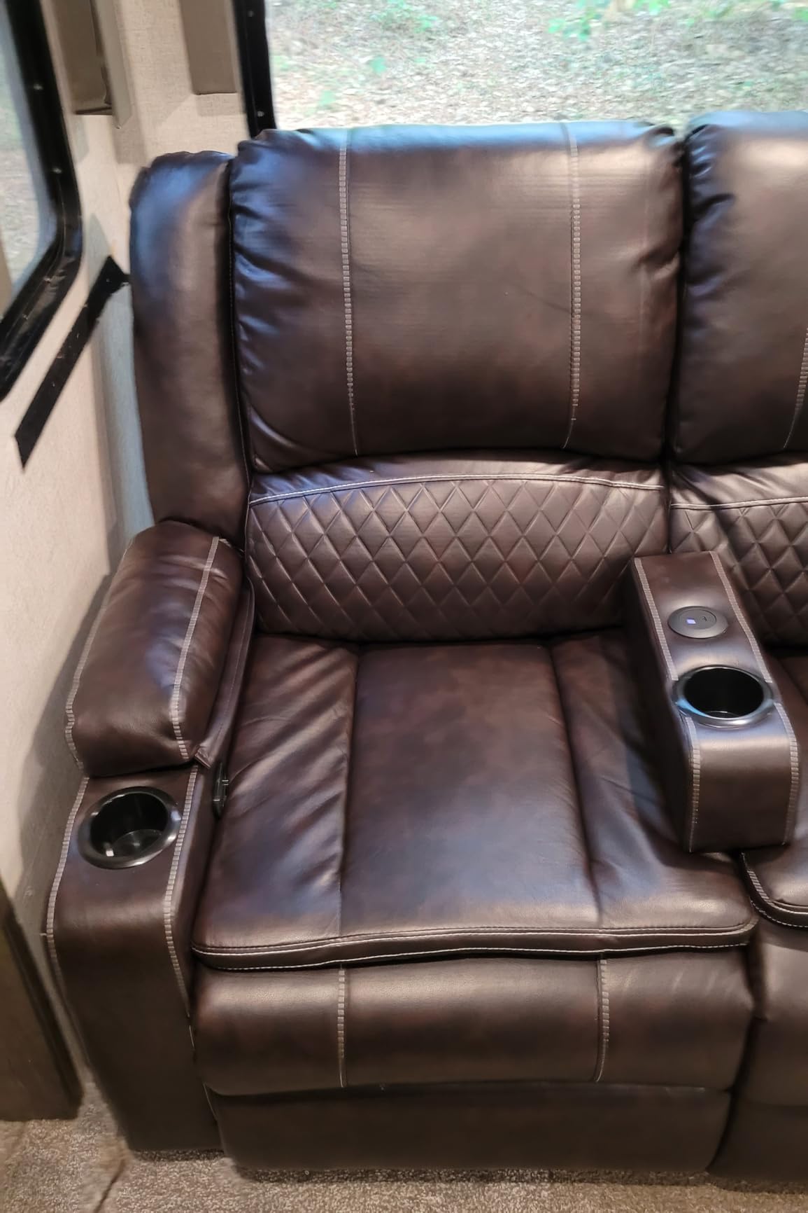 Upgraded 4 Seater Reclining Sofa Set, Modern Living Room Couch (Pu,Brown) | Home Theater Seating with Removable Console, Recliner Sectional Couch with Storage, Reclining Sectional Couch Set with USB customer photo 1