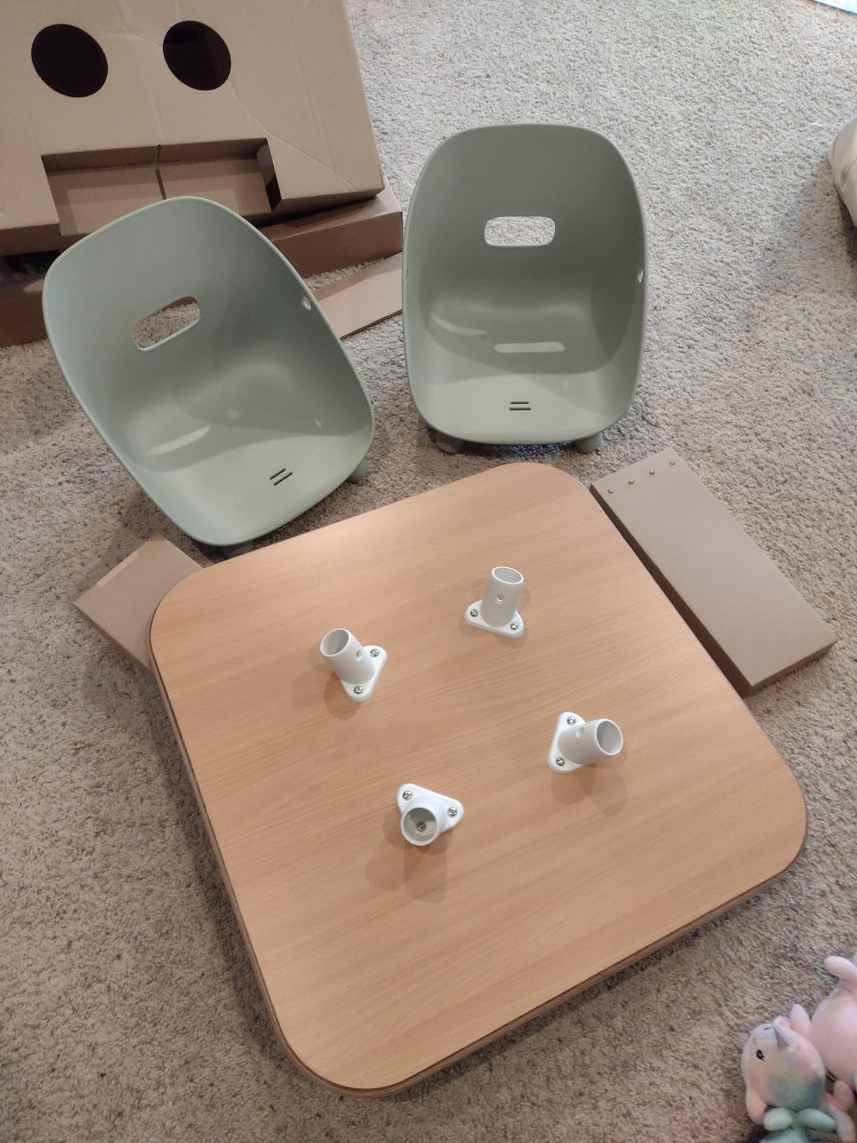 Lalo The Play Kit, Wood Toddler Table and 2 Chairs Set, Easy to Clean | Toddler Montessori Table and Two Chair Set for Playroom, Easy to Clean & Assemble, Eco Non-Toxic Materials, Coconut/Coconut customer photo 2