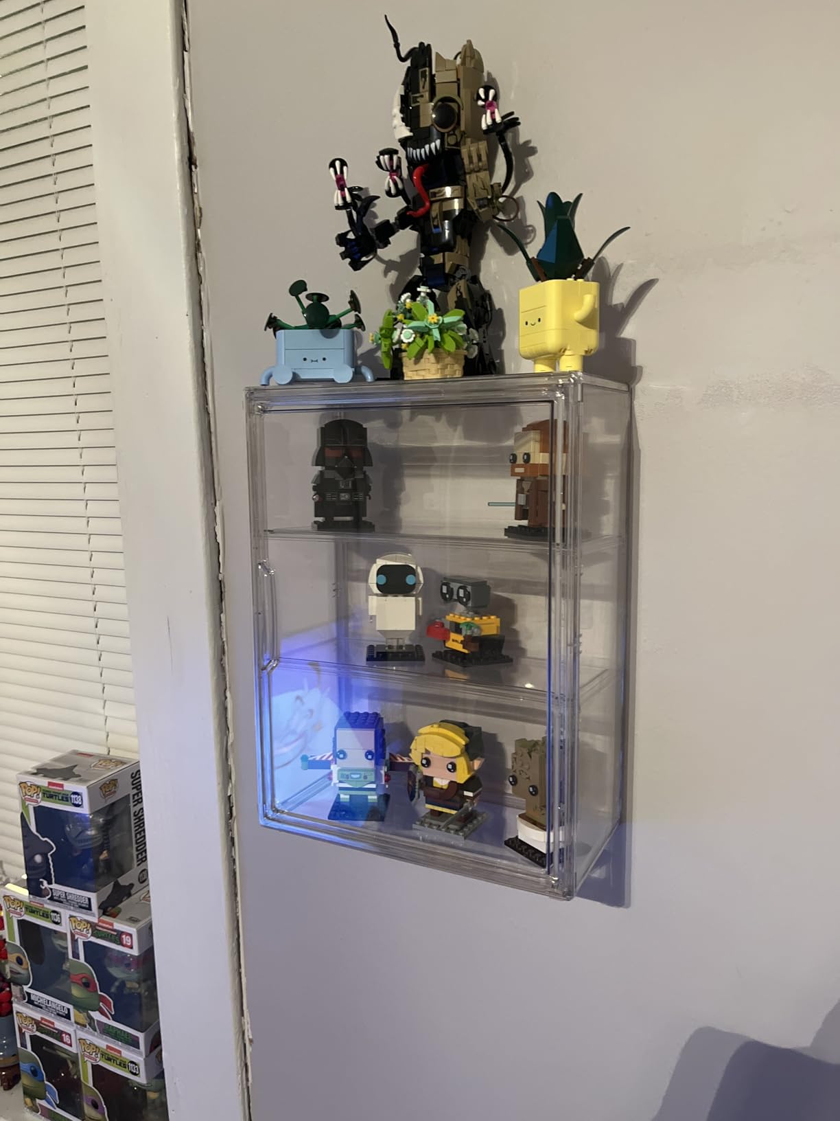 3 Tier Clear Display Case for Figures, Wall-Mounted Acrylic Storage Organizer Box, Stackable Display Cabinet with Magnetic Door & Removable Shelves customer photo 2