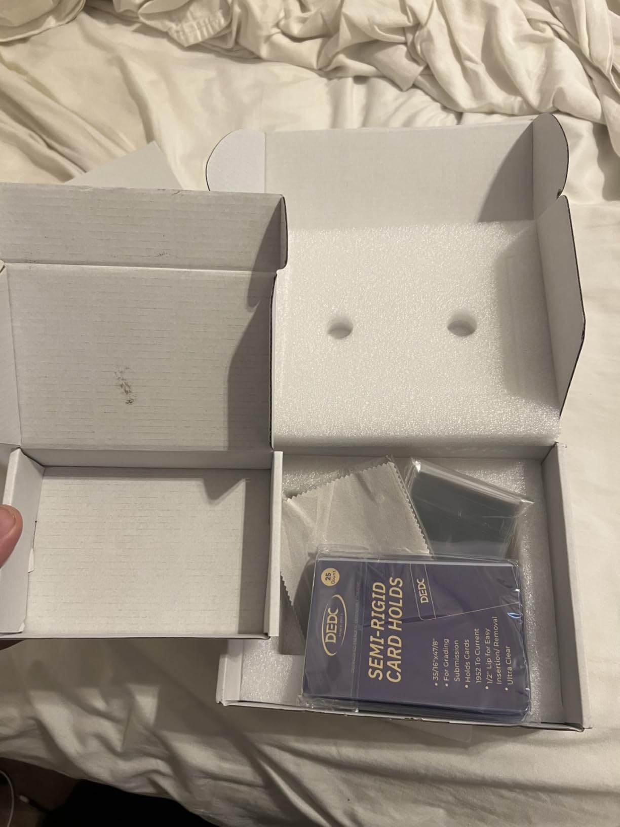 DEDC Card Grading Submission Kit Card Grading Shipping Mailing Box for PSA, CGC, SGC Trading Card 25 Semi Rigid Card Holders 50 Card Sleeves 1 Shipping Label + 1 Wiping Cloth (1-Set- Universal) customer photo 1